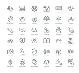 human skills ai integration reskilling lifelong learning concepts collection linear icons