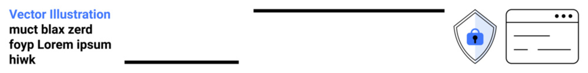 Obraz premium Shield with locked padlock next to a generic browser window. Represents digital security, data protection, cyber safety, encryption, software reliability, secure browsing. Ideal for flat landing page