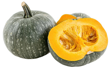 Green speckled pumpkin vibrant orange inside autumn harvest juicy fresh delicious bright white