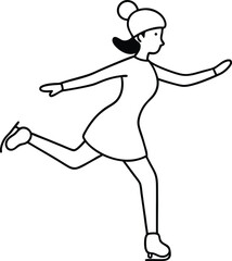 Elegant ice skating girl drawn in one continuous line showcasing poise and performance perfect for sports art winter decor and fluid motion themed illustrations