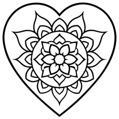 Bohemian Mandala Heart Line Drawing