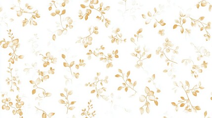 Elegant white background with delicate small gold floral icons arranged in a gentle repeating pattern.