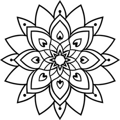 Bohemian Mandala Heart Line Drawing