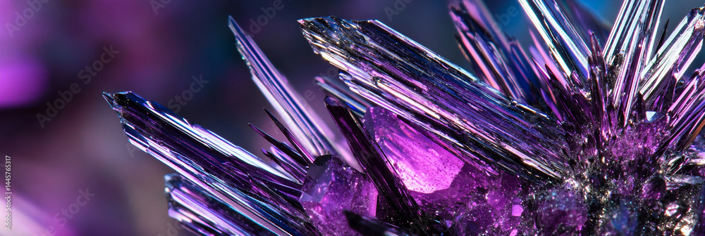 Poster stunning display of potassium permanganate crystals in detail generative ai