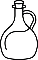 Minimalist glass bottle jug for storing olive oil or liquids depicted in continuous line art drawing style great for culinary artwork kitchen posters and product labels