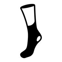 Black outline of a stylish dress sock with a toe opening