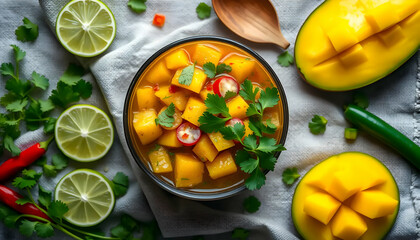Fresh Mango and Lime Salad with Herbs and Chili Peppers