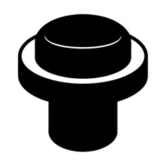 Isometric view of a black cylindrical object with white outline around center