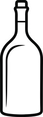 Artistic glass bottle of wine illustrated in a minimalist continuous line art drawing style perfect for wine tasting events elegant packaging and dining decor themes