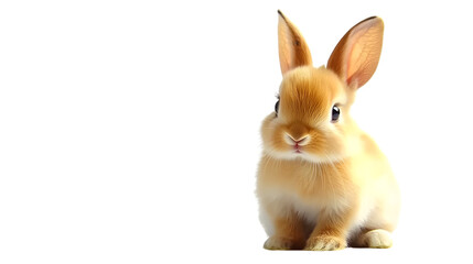 Fototapeta premium Cute Rabbit Sitting Isolated on White Background - Adorable Bunny Stock Photo