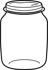 Glass canning jar displayed in continuous line art drawing style great for homemade goods packaging kitchen decor and minimalist culinary or storage illustrations