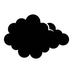 A fluffy black cloud with layered texture against a white background, art