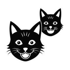 Cat Head Silhouette Cute Expression