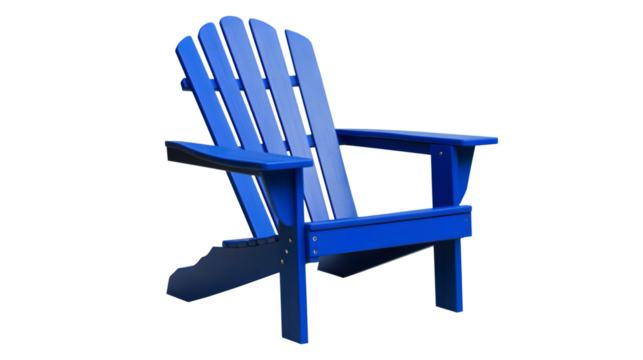 Stylish Blue Adirondack Wooden Beach Patio Chair Isolated for Summer Relaxation