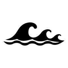 Simple black waves isolated on white background representing the water element