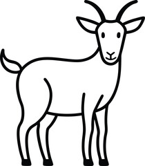 Artistic continuous line illustration of a goat front view ideal for minimalist animal sketches rustic farm wall art branding materials and stylish contemporary prints