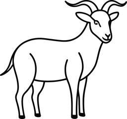 Clean continuous line art of a goat front portrait suitable for logo design modern animal illustrations minimalist tattoos and decorative pieces with rustic inspiration