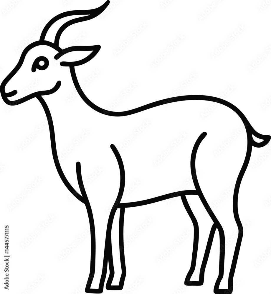 Wall mural elegant line art drawing of a goat in front view created with a single stroke style for use in moder
