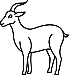 Elegant line art drawing of a goat in front view created with a single stroke style for use in modern farmhouse design branding minimalist art and animal themed posters