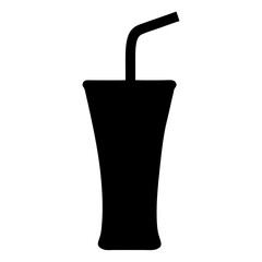 Obraz premium Silhouette of a refreshing cold drink with straw on a white background