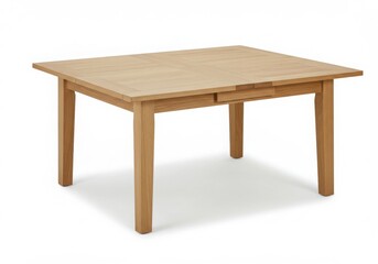 Fototapeta premium A light wood extendable dining table with a square top on a white background