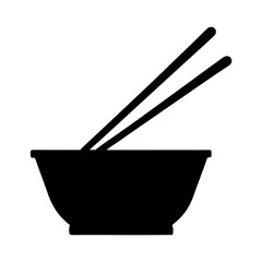 Asian food silhouette, showing a bowl and chopsticks for enjoying meal
