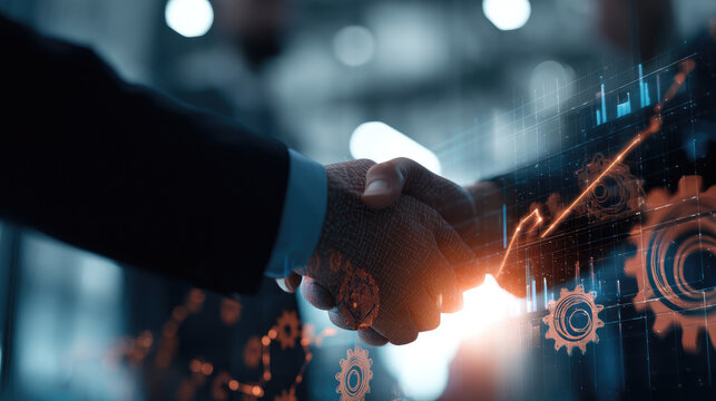 Hands shaking technology partnership