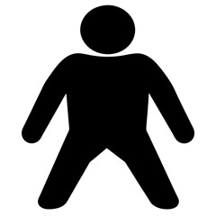 Black silhouette of a standing person with arms slightly outstretched and legs apart