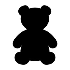Silhouette of a Classic Teddy Bear Toy Sitting on a White Background