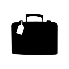 A Silhouette of a Black Briefcase with a Tag and a Handle