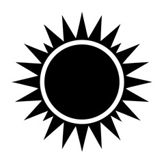 Monochromatic Sun Icon Symbolizing Light, Heat, and Summer Radiance with Spikes