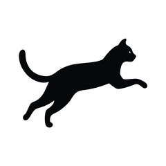 Graceful Cat Movement Silhouette Vector Illustration