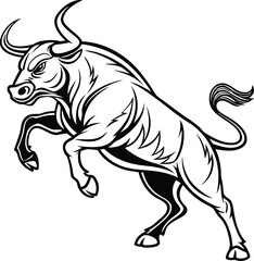 Fototapeta premium silhouette, bull, animal, vector, strength, wildlife, aggressive, horn, wild, farm