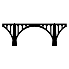 Silhouette of a classic arched bridge with multiple supports and upper beams