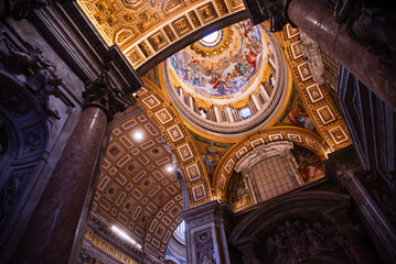 St. Peter's Basilica interior in Vatican in Rome city, Italy