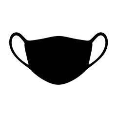 Black silhouette of a protective face mask against virus and bacteria
