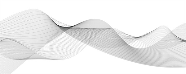 Abstract gray line wave vector background. Wave geometric Technology, data science frequency gradient lines . Futuristic energy sound waves technology curve flow wave 