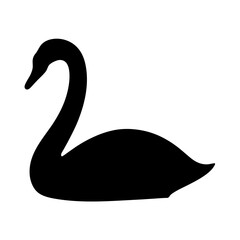 Black Swan Silhouette on White Background, Elegant and Graceful Aquatic Bird