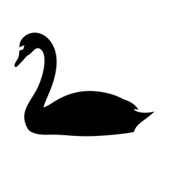 Elegant black swan silhouette against white background, a striking artistic image