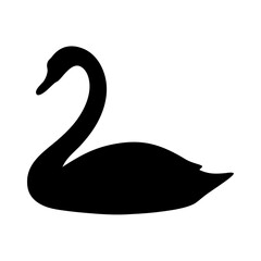 Elegant black swan silhouette against a white background showing grace and simplicity