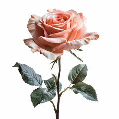 Elegant Pink Rose with Delicate Petals and Fresh Green Leaves