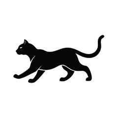 Fototapeta premium Black Running Cat Vector Silhouette