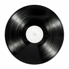 Obraz premium Classic Black Vinyl Record Isolated on White Background for Music Lovers