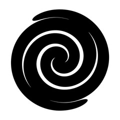 Black and white spiral vortex graphic, a minimalist abstract illustration