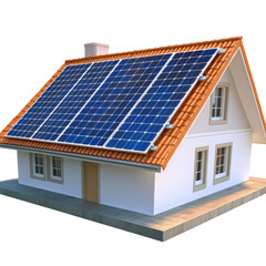 Fototapeta premium Modern residential house with solar panels installed on the roof for renewable energy generation and sustainable living environment