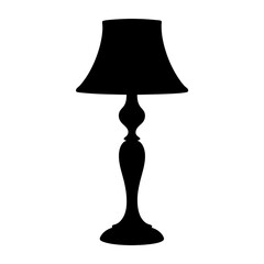 Obraz premium Elegant table lamp silhouette featuring a classic lampshade design and curved base