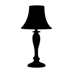 Obraz premium Black silhouette of a classic table lamp with a flared lampshade