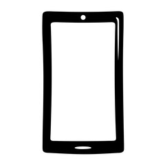 Black and white illustration of a mobile phone or tablet device