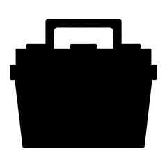 Silhouette of a sturdy storage container with a handle for transport