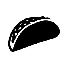 Simple black and white vector illustration of a delicious taco food item